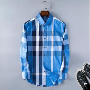 Designer Männer Blusen Shirts Mode klassische Sommer Neue Plaid T-Shirt Plus Size Casual Long Sleeve Top