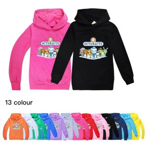 Tees Nowe Oktonaut Dzieci moda Toddler Tshirt z kapturem bawełny maluch dziewczyna jesienna ubrania 2021 Ubrania dla dzieci chłopcy od 8 do 12