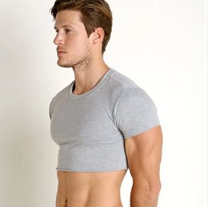 Summer Mens Super Short T - Shirt Gym Coat Sport Bottom Sexy Stage Costume 240415