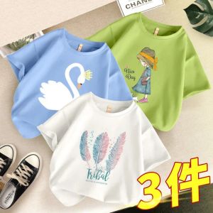 Shirts 140 150cm 3 4 6 8 10 12years Old New Summer Baby Girls Sweatshirts Children Cartoon Short Sleeve Sweater Kids Tshirt Clothes