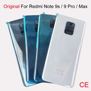 Ramar Original Note 9s för Xiaomi Redmi Note 9 Pro Max Glass bakre batteridörrbyte Back Housing Cover Case+Camera Lens