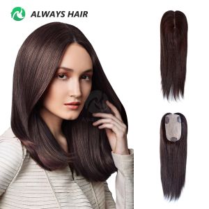 Topper handgebundene Seidenbasis Haare Toper natürlicher glattes chinesisches Nagelhaut Remy Human Hair Toupe für Frauen 3 oder 4 Clips in Haarbieten