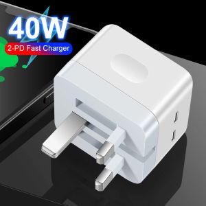 Ładowarki typ C Port USB C ładowarka typ C Port Szybka ładunek podwójny typec ładowanie do podróży PD40W Szybka ładowarka UE UK Adapter Power UK Adapter