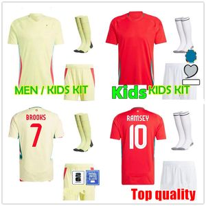 2024 new Wales soccer jerseys JAMES BALE 24 25 Welsh football shirts JOHNSON N.WILLIAMS RODON T.ROBERTS CABANGO LEVITT MOORE THOMAS Men kids kit jersey Top quality