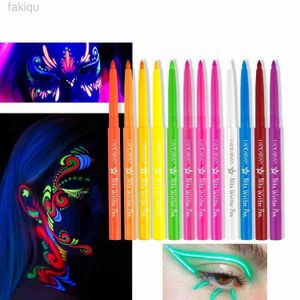 Kroppsfärg kroppsfärg smink fluorescerande neon eyeliner gel penna uv vattentät långvarig slät eyeliner färgglada ansiktsögon målning penna d240424