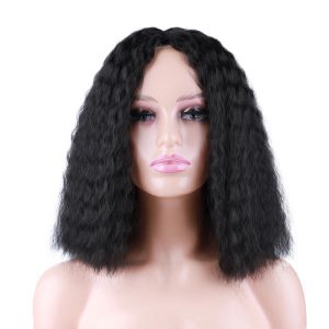 Peruker kort afro kinky curly syntetisk peruk hög puff syntetisk hår peruk afro stil peruk för kvinnor kort puffy kinky curly syntetisk peruk