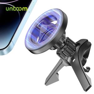 Steht Unloom Magnetic Car Phone Holder Air Vent Car Telefon Mount Ständer für Magsafe iPhone 15 14 13 Pro Max Samsung Xiaomi Strong Magnet