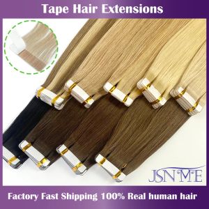 Fita jsnme de trama em extensão de cabelo invisível 100% de cabelo humano real fita adesiva instantânea loira marrom preta 2.5g/pcs 1624 polegadas para mulher