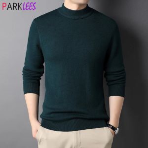 Pullover Mens Green Mock Rollkragenpullover Pullover 2023 Aumtumn New Long Sleeve Pullover Pullover Männer Basic entworfene Unterhemd Slim Fit Top 2xl