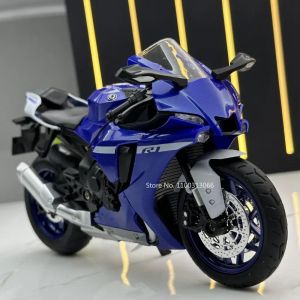 Cars 1:12 Scale Yamaha R1 Motorcycle Alloy Car Toys Metal Diecasts Motorcycles Model with Light and Sound Vehicle for Children Gifts