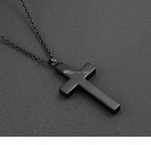 CMJ9848 Black Stainless Steel Slim Cremation Urn Jewelry necklace Mens Keepsake memorial pendants for ashes6407640