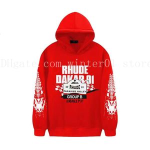 2023 Mens Hoodies Rhude Hoodie Letter Print Long Sleeve Fashion Men Women Sweater Hip Hop Hoodies Brand Sweatshirts SIZE M-2Xl Tracksuits Brands Outdoor Jacket 294