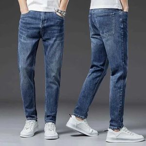 Mäns jeans 2024 Spring och Autumn New Simple Fashion Trend Solid Color Stretch Jeans Mens Business Casual Slim bekväma byxor 28-38 240423