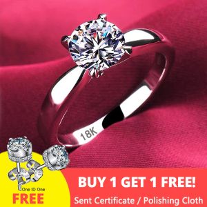 Bands Never Fade Luxury Original Rings For Women Engagement Gift Proposal Jewelry Bride Wedding Bands Allergy Free (Sent Earrings)