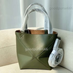 Borse capacità ragazza spalla loe lady 2024 in pelle ad alta designer tote semplice donna geometrica sacca di moda spagna di alta qualità puzzle pieghe