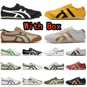 Med Box Tiger Mexico 66 Livsstil Rinnande skor Kvinna män sneakers svart vit blå gul beige låg modetränare loafer