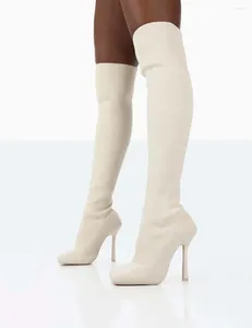 Buty nad kolanami Kobiety cienki na wysokim obcasie stilets Długie jesienne zimowe poślizg na kwadratowym palca