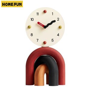 Klockor Creative Modern Table Clock Ins Nordic Wood Desk Clock for Living Room Egofriendly Home Decoration Desk Table Decor Art Gift