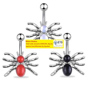 Spider Shape Navel Ring Surgical Steel Belly Button Ring Ombligo Stud Bar skivstång för kvinnors kroppspiercing smycken ZZ