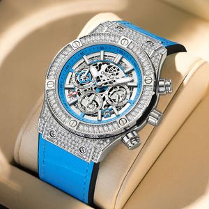 Onola Full Diamond Men Watch Nowy multi funkcjonalny kwarcowy zegarek Waterproof Męski