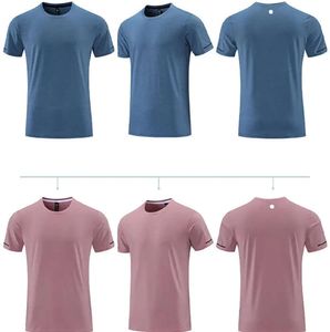 LU LU L -R661 Men Yoga Outfit Gym T shirt Exercise & Fitness Wear Sportwear Trainning Basketball Running Ice Silk Shirts Outdoor Tops Short Sleeve Elastic Breathable 690