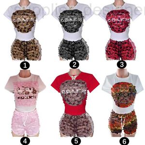 Women's Two Piece Pants designer Y71362 Outdoor Leisure Fashion Printing Shorts Short Sleeve Trouser Set 0D12