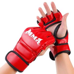 Skydd Gear Boxing Training Half Finger Gloves Muay Thai Sports Competition Glove Grab Sanda Fighting 240424