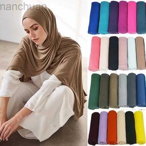 70PL HIJABS Fashion Poliester Jersey Hidżab szalik długa muzułmańska szal zwykły miękki turban wiązania na głowę dla kobiet Afryka główna 50x60cm D240425