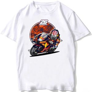 Herrt-shirts dani pedrosa 26 gp officiell samurai t-shirt nya sommarmän kort slve gs äventyr casual vit toppar motorcykel ryttare ts t240425