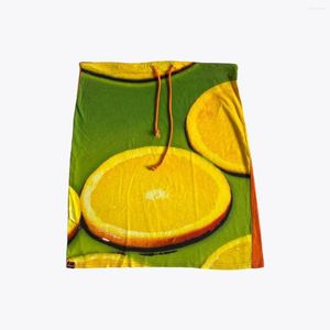Saias Estética Y2K Padrão de frutas de alta qualidade impressão sexy retro harajuku moda de moda feminina meia saia