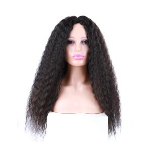 Perücken lange lockige synthetische Perücke Highlight Curly Synthetic Hair Kopfhaut Perücke Afro lockige Perücken für Frauen schwarz lockige synthetische Perücke geschwollene Haare