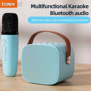 Tragbarer Lautsprecher Lautsprecher Mikrofon -Sound -Lautsprecher Bestes Geschenk für Kinder Mini Bluetooth Mikrofonlautsprecher Set für Home Outdoor Entertainment KTV D240425