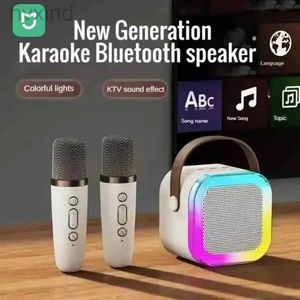 Taşınabilir Hoparlörler K12 Bluetooth Kablosuz Taşınabilir Hoparlör 1-2 Mikrofonlu Küçük Ev Ktv Müzik Oyuncusu Çocuklar İçin Yetişkinler D240425