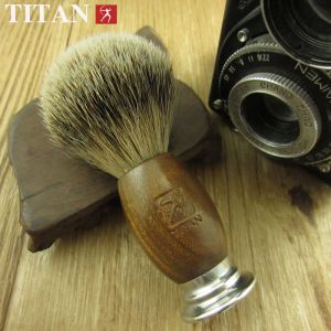 Razor Titan Rakning av hår Barberborste Badger Beard Kit Borstar Natural Wood Handle Silvertip Gift