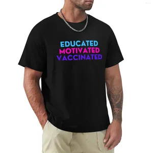 Men's Polos EDUCATED MOTIVATED VACCINATED T-Shirt Blacks Aesthetic Clothes Mens Big And Tall T Shirts