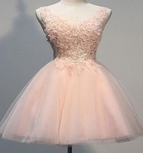 2019 SCOOP NEW DESIGNER SHORT MINI V FAPE BACK TULLE HOMECOMING DRESS POPULÄR BRIDSMAID ENGITLESS Party Dress Pink Prom Gown6759573