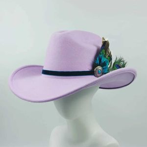 Geniş Memlu Şapkalar Kova Şapkaları Yeni Retro Batı Kovboy Şapkası Erkekler ve Kadınlar Caz Kovboy Şapka Altın Kadife Kurdele Bell Kilisesi Hombre Hat Y240425