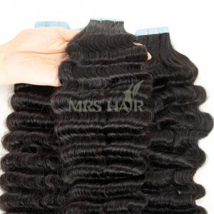 Weft Deep Wave Tape In Human Hair Extensions Deep Curly Tape Ins Hair Extensions Black Girls Skin Weft Remy Natural Hair Extensions