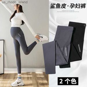Maternity Bottoms 913# Seamless Nylon Maternity Skinny Legging Yoga Sports Casual Belly Pencil Pants Clothes for Pregnant Women Spring PregnancyL2404