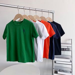 Childrens pure cotton clothes summer solid color small T-shirt kids designer clothing boys girls short sleeved round neck 6 colors CSD2404256