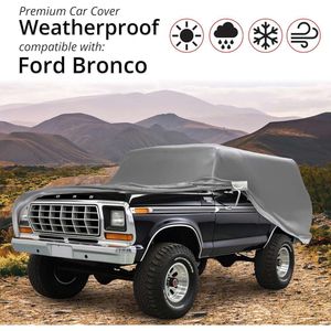 Ford 1966-1977 Weatherproof Car Cover가있는 Bronco 보호 - 도난 케이블 잠금, 가방, 바람 끈, 실내/실외 보호 포함 - Bronco 액세서리 포함