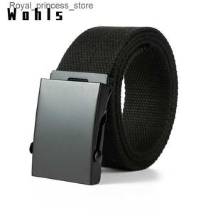 Belts High quality canvas nylon tactical belt mens metal buckle luxury woven belt outdoor sports mens military training belt Q240425