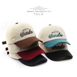 Ball Caps Womens autumn and winter color blocking letter corduroy cap outdoor sports mens warm ear protection baseball H240425