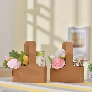 Wrap regalo 10pc Coffee Portable Flower Box Milk Tea Cake Packaging Rose Basket Dessert Shop Borse da asporto