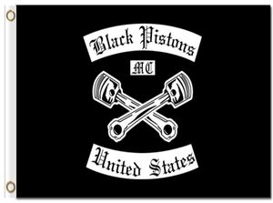 Dijital Baskı Özel 3x5ft Siyah Pistons Motosiklet Kulübü Bayrağı 90x150cm Polyester Bir Yüzde Biker Outlaw Banner1169838