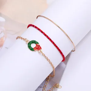 Link braccialetti 3pcs/set creatività natalizio multi strato overlay santa claus ghirlant slive sleigh braccialette braccialetti.