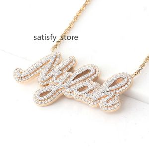 Letter Custom Necklace Hot Sale Yellow Gold Plated Fine Jewelry Necklace Melee DEF Moissanite Pendant Chain Necklace