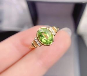 Pierścienie klastra 925 Sterling Silver Women Żyd Peridot Pierścień Pierścień mody na biżuterię J0608554AGG