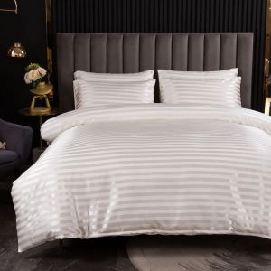 sets Satin Duvet Cover Twin Full Queen King Size Blue Stripes Super Soft Cozy Bed Linen Quilt Cover Luxury Bedding Set