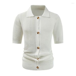 Camicie casual maschile estate manica corta bavaglio bottoni cardigan top business maschile maschile solid polo uomo abbigliamento